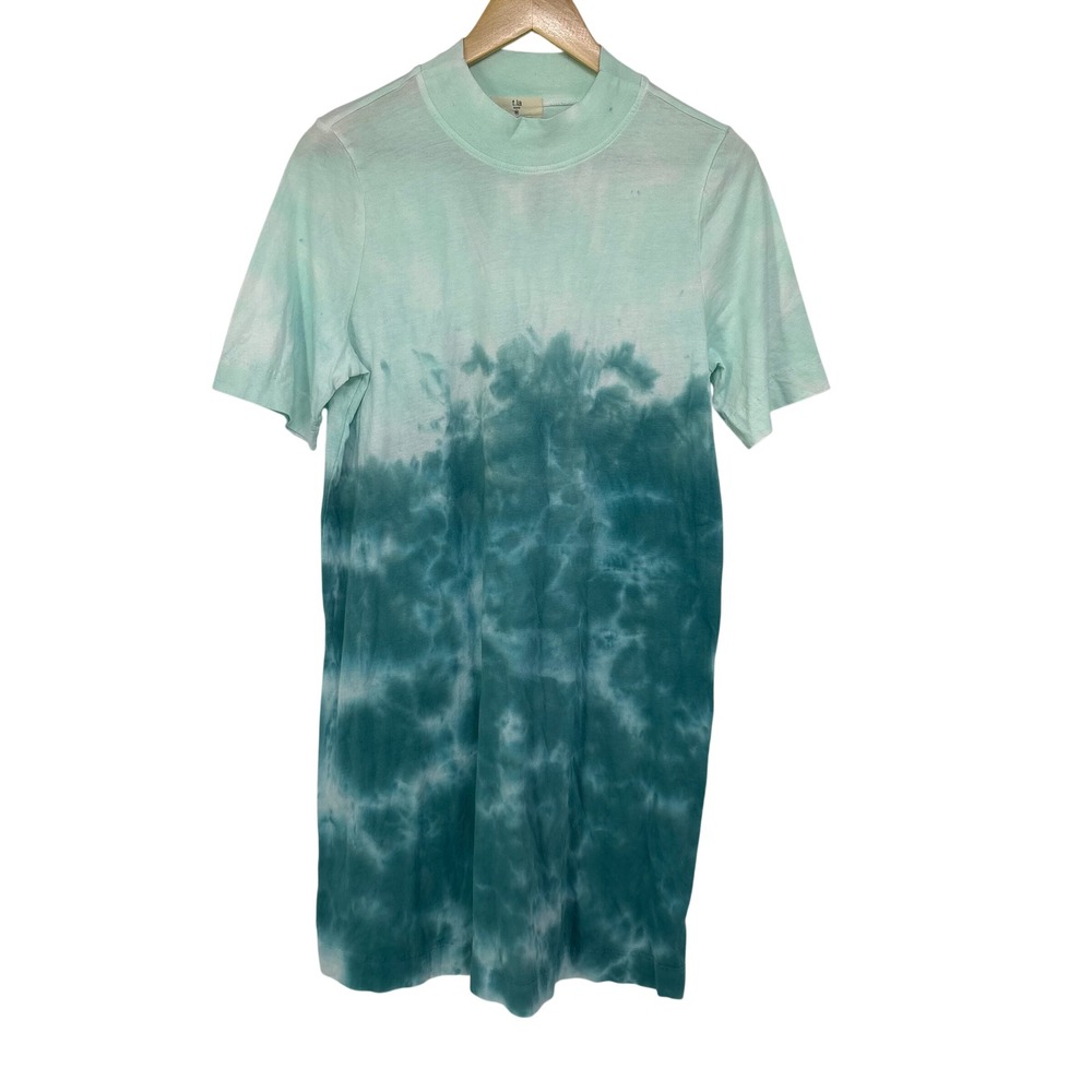 Anthropologie t.la Petite Tie Dye Mock Neck T-Shirt Dress Mint Teal MP NEW